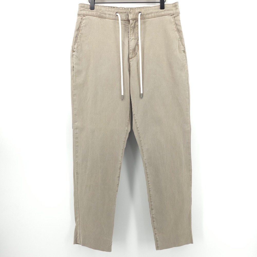 PAIGE Men Jogger Pants Federal 33 Khaki Tan Drawstring Chino Trouser